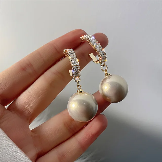 Korean Flower Brand Gold Hoop Pearl Fashion Jewelry pendant Earrings For Women Free Shipping Beauty Products