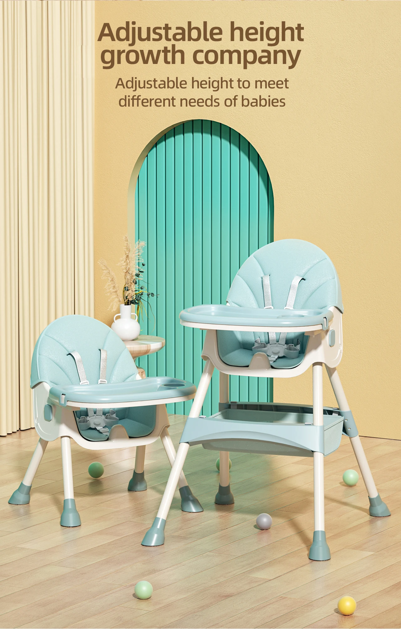 Factory Rocking Chair Feeding Seat With Wheels Baby Plastic Foldable