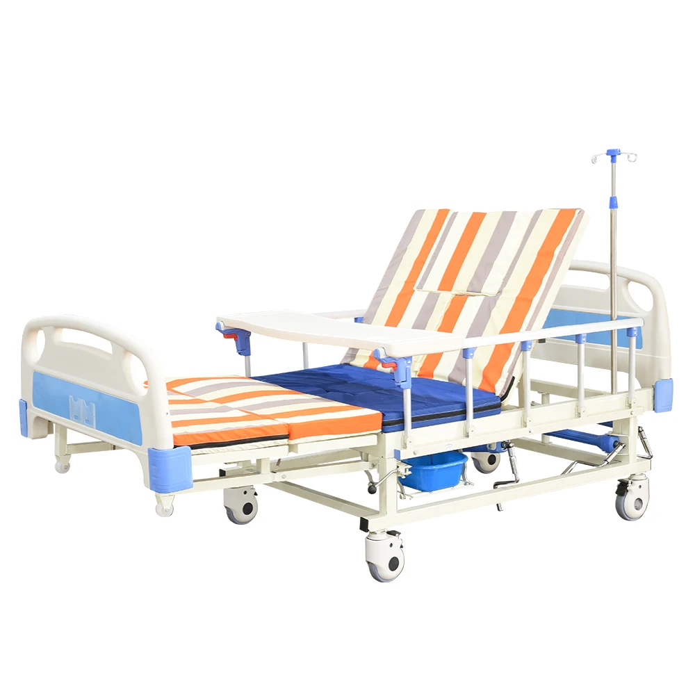 Manual Five Rail Full Curved Adjustable Infusion Bed System-Hospital Therapeutic Nursing Equipment with Toilet Function 3