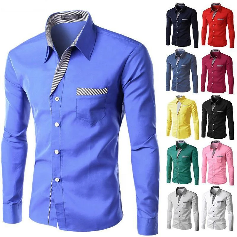 2023 Hot Sale New Fashion Camisa Masculina Long Sleeve Shirt Men Slim fit Design Formal Casual Brand Male Dress Shirt Size M 4XL