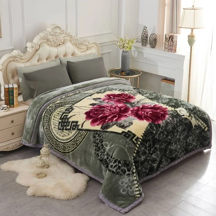 Double Layer Cloudy Raschel Fleece Blanket,Thickened Raschel Blanket