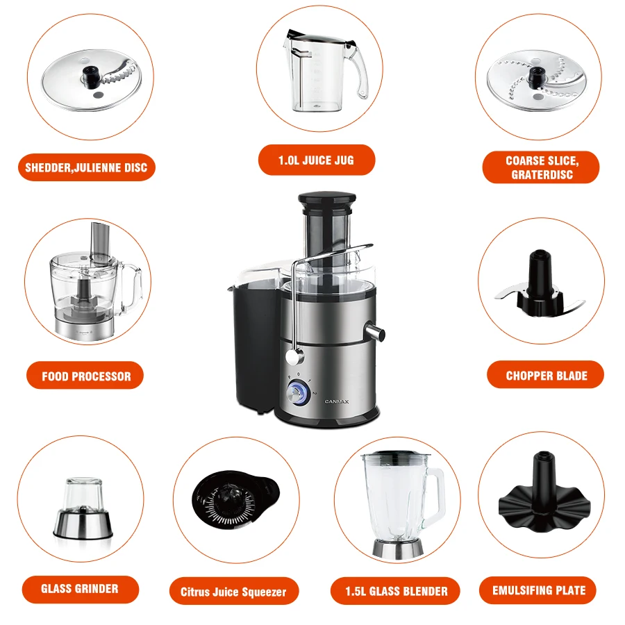 Wholesale 800W 8 in 1 Multi Purpose Electric Household Kitchen Centrifugal Food Processor  Juicer Blender With Chopper Grinder