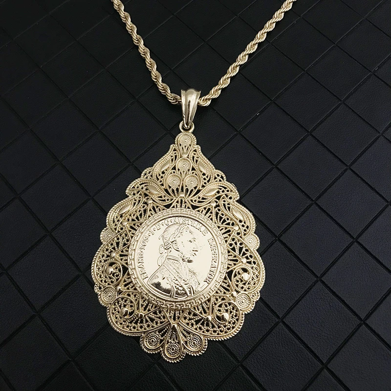 新款圆形吊坠金链阿拉伯令人难忘的珠宝吊坠女士奢华新娘黄金珠宝项链
