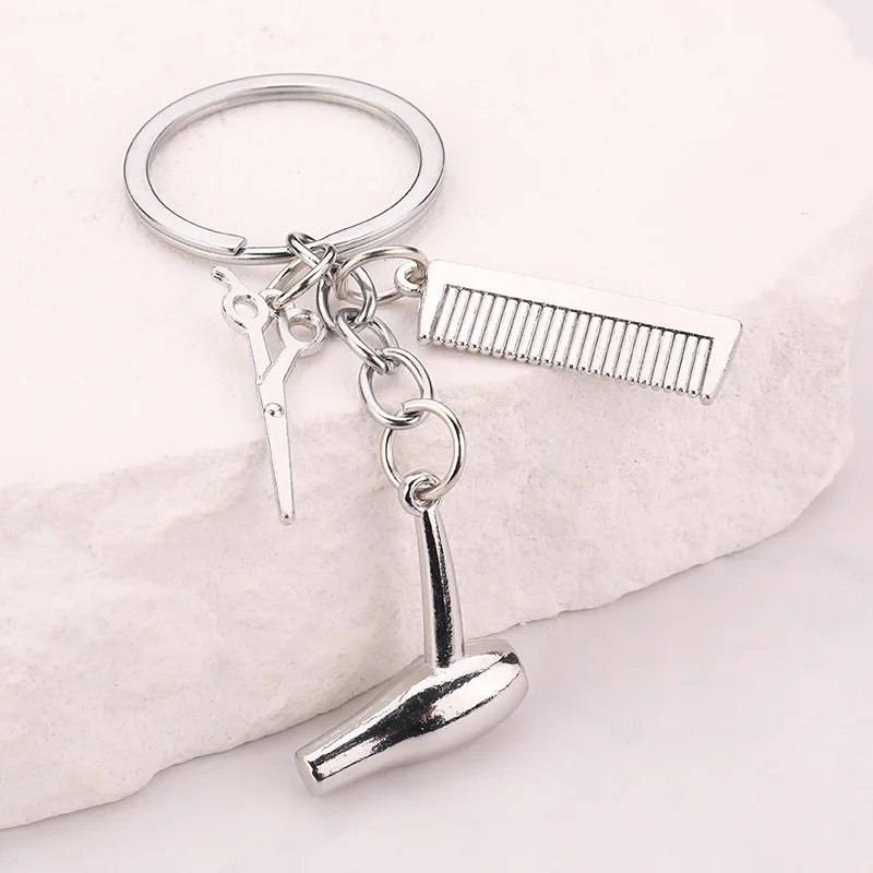 Friseur-Schlüsselanhänger Haartrockner – Edelstahl, 3 Cm, Geschenk Für Friseure, Kosmetologen & Absolventen