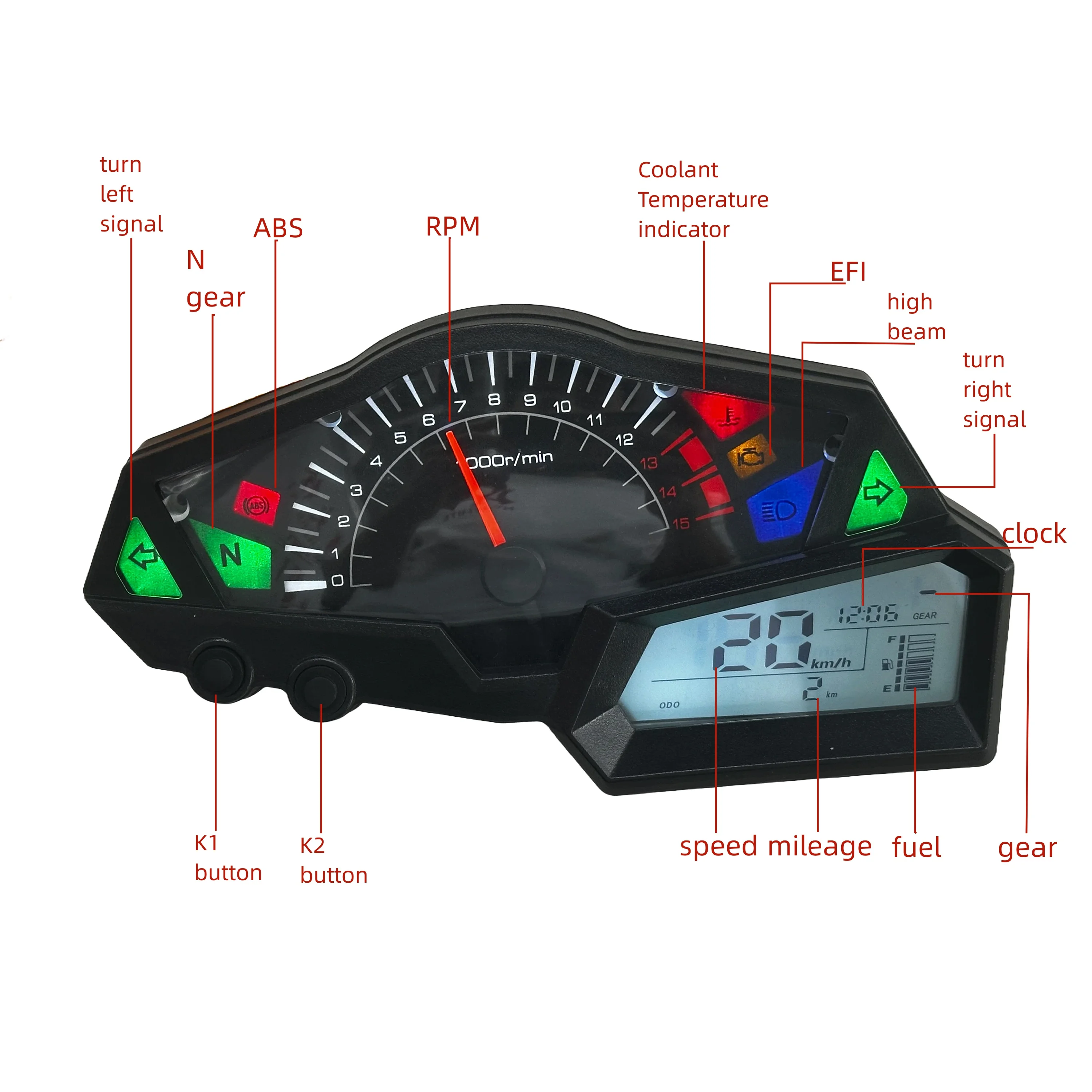 LCD Motorcycle Digital Tachometer for Kawasaki Ninja Z250