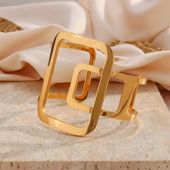 Dropshipping Boho Open Cuff Bangle Stainless Steel Bangle Bracelet Gold Plated Bangles Jewelry Women