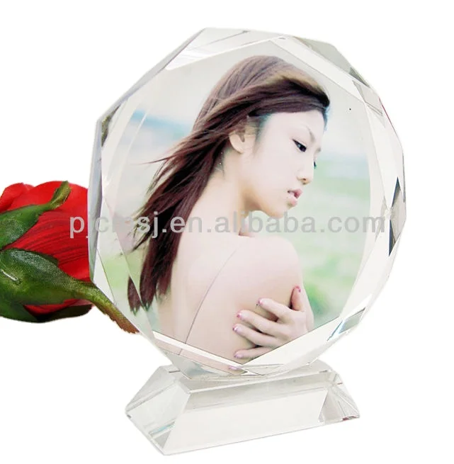 Elegant Rotating Cube Crystal Photo Frame New