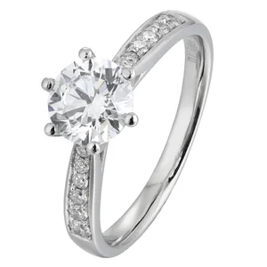 For TIANYU GEMS Customized Lab Diamond 1CT 2CT 3CT 14K White Gold Ring for Wedding Engagement Gift or Party Free Engrave