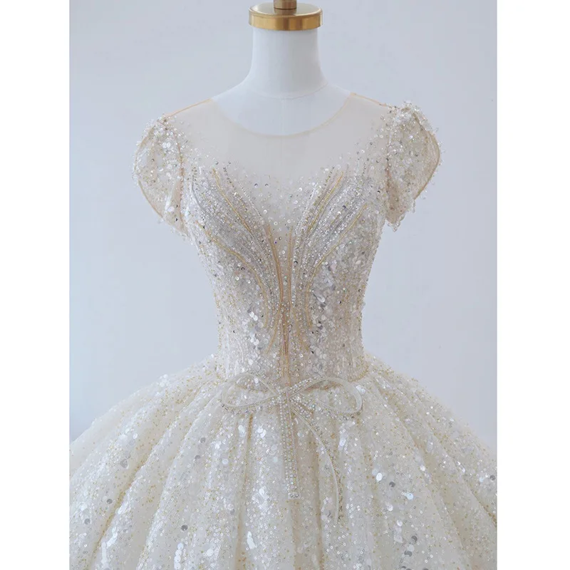 S3287F   2025   New Bridal Temperament Qi Ground Super fairy Tail  Style Wedding Dress