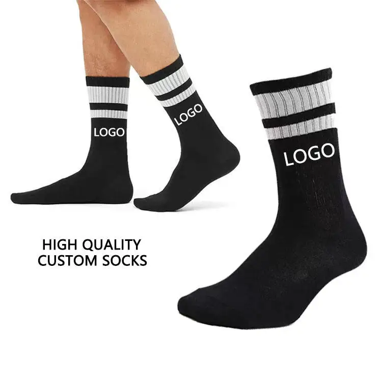 B85 Free Design Jacquard Socks Customized Unisex White Black Sports Crew for Running Basketball Cycling details