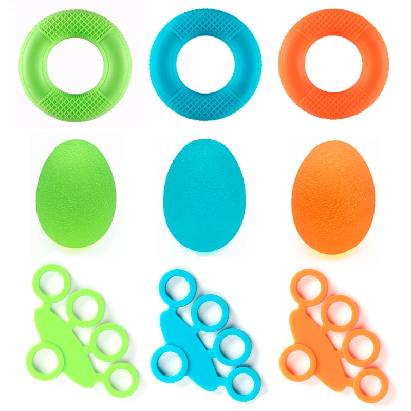 Customized Grip Strength Trainer Kit 9 Pack Finger Exerciser Hand Strengthener Hand Extension Exerciser Forearm Workout Ring