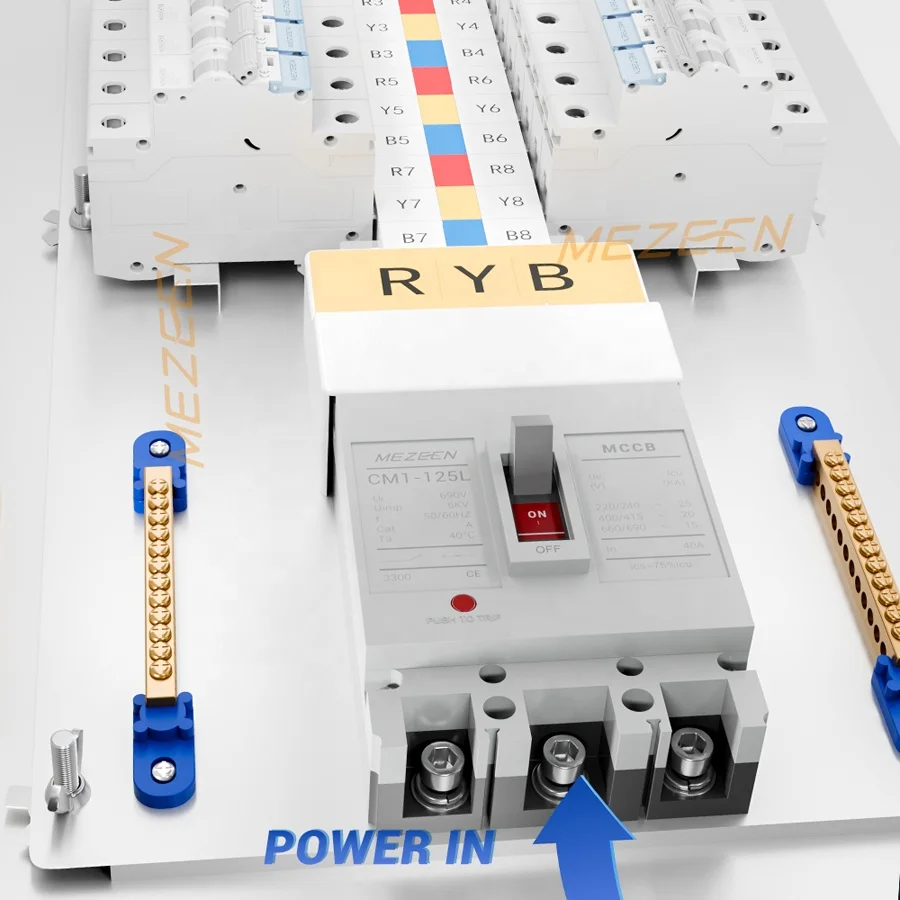 3 Phase MCB Distribution Box with MCCB Busbar Pan Assembly Steel Sheet Enclosure Cabinet Metal MCB Box IP54