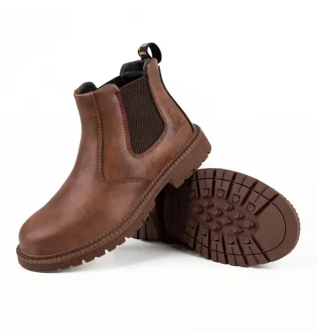 Waterproof Steel Toe Mens Chelsea Work Boots Rubber Leather