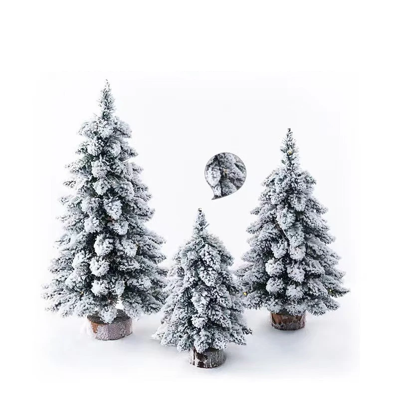 Beautiful 45cm Desktop Decorations Snow Heavy Flocked White Christmas Pine Tree for Merry Christmas