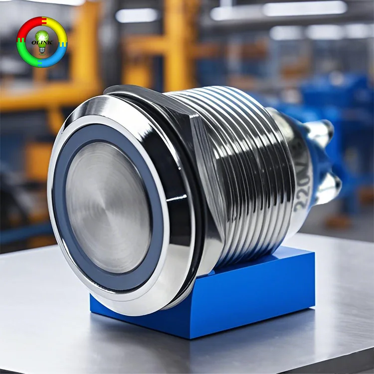 5V LED Mini 3-Position Automatic Push Button Switch Stainless Steel Round Head with 19mm Mounting Hole 5A Maximum Current