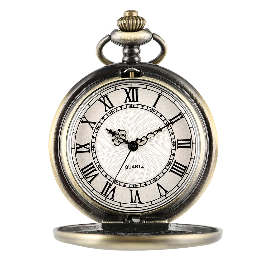 Carved Floral Rattan Shield Crown Pattern Pendant Steampunk Vintage Pocket Watch With Chain for Men Gift