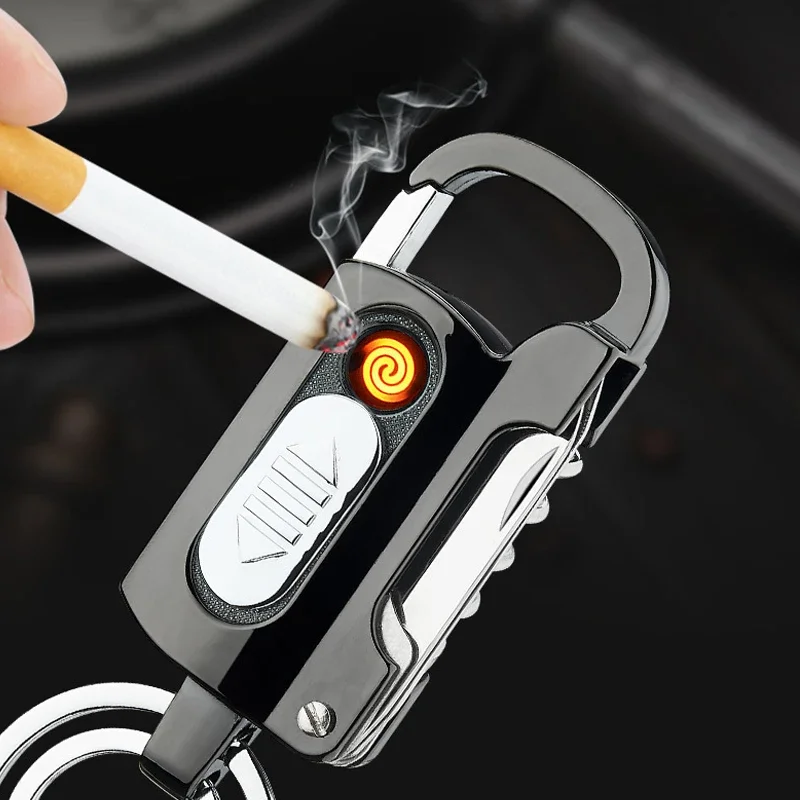 10 in 1 Multifunction Keychain Lighter Wine Bottle Opener Usb Lighter Knife Lighter Rechargeable Key Chain Lighter