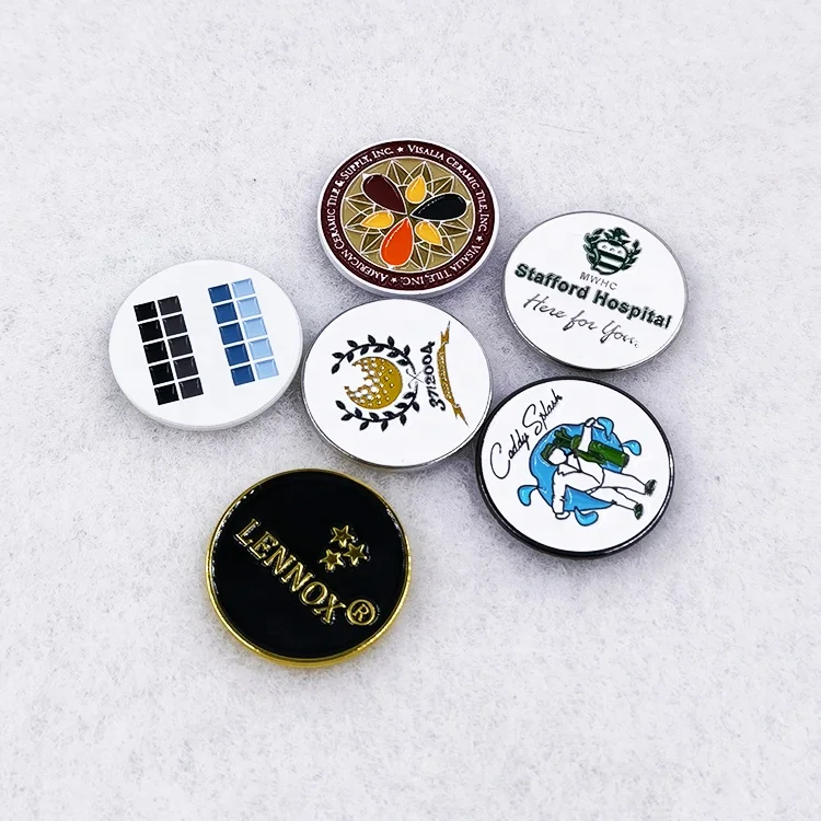 Personalized Golf Ball Markers Single Side Custom Logo Golf Ball Mark factory