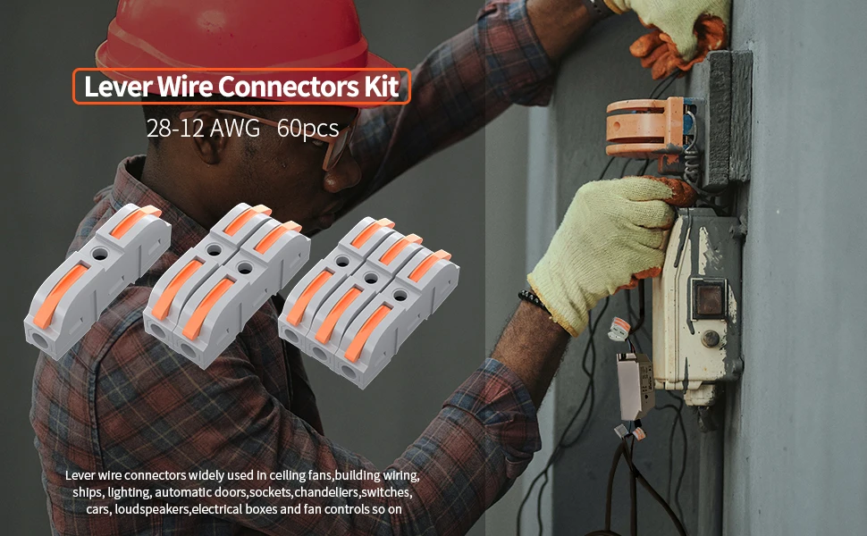 60pcs Push In Wire Connector 1 To 1 Inline Quick Splice Wire Connector