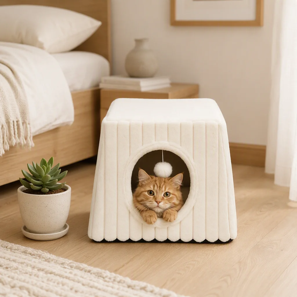 Corduroy Cat House Semi Enclosed Plush — Product details 2