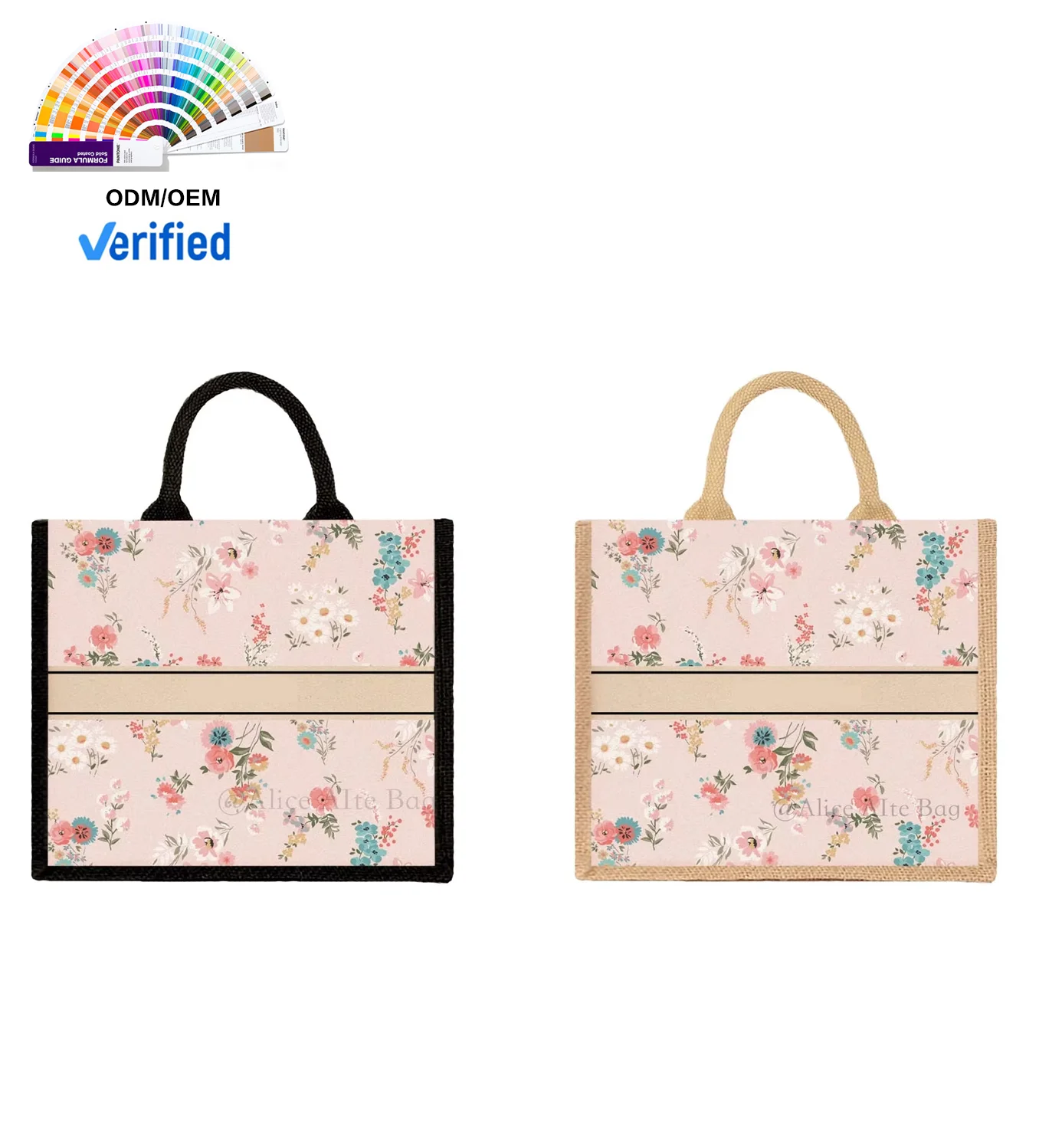 Flower Design Wholesale Custom Canvas Tote Bags Vintage Floral Design with Concealed Buckle Heat Transfer Printing for Gift