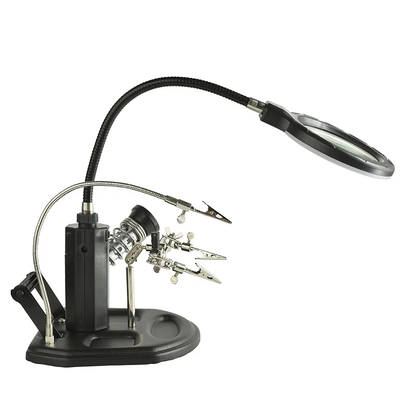 Welding Magnifying Glass with LED Light Auxiliary Clip Desktop Magnifier