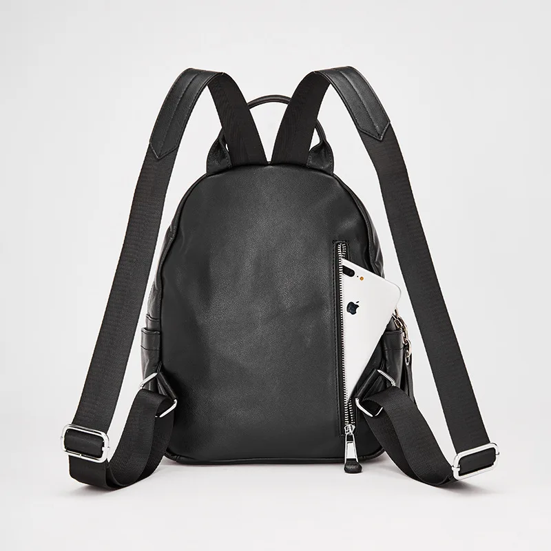 Black School Bag Genuine Real Leather for Female Backpack Bag Pack for Women Full Grain Leather Women’s Backpacks