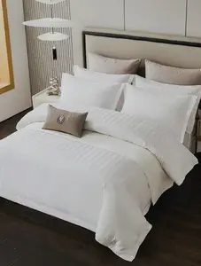 Premium Hotel Stripes Bed Sheet Set Pure White