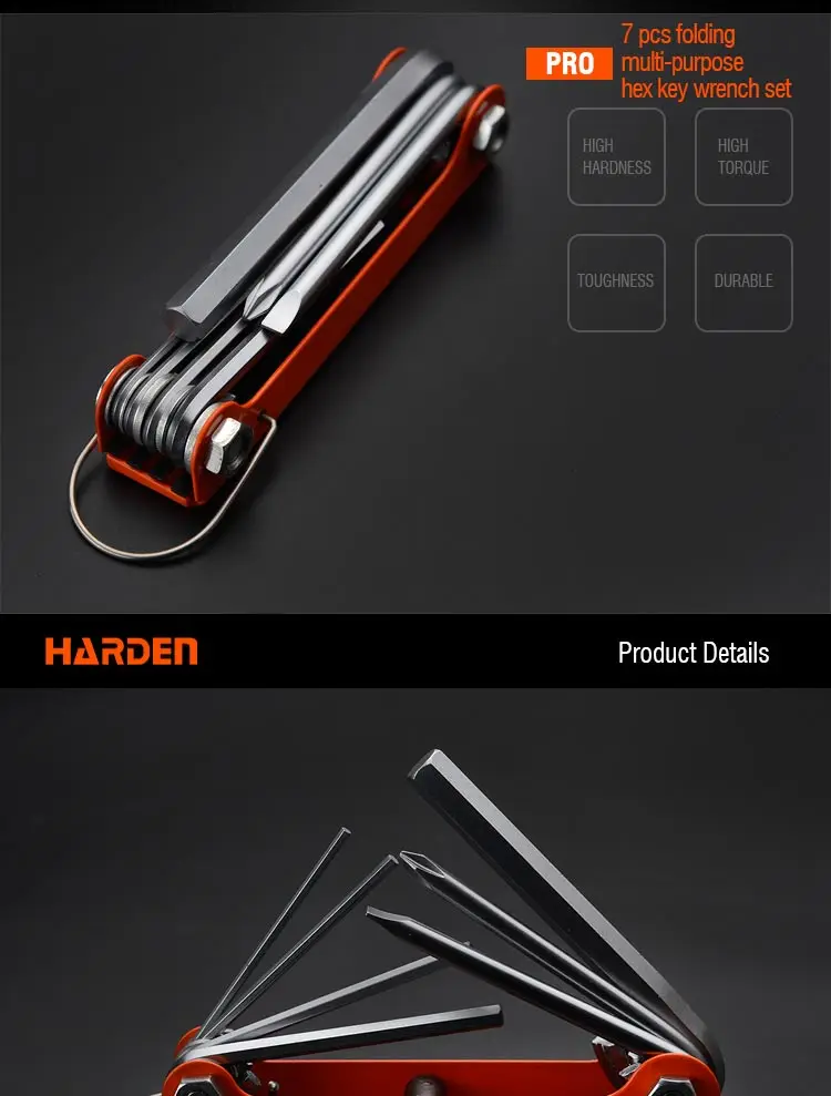 Professional Tools Chrome Vanadium 7 In 1 Hex Key Wrench Set