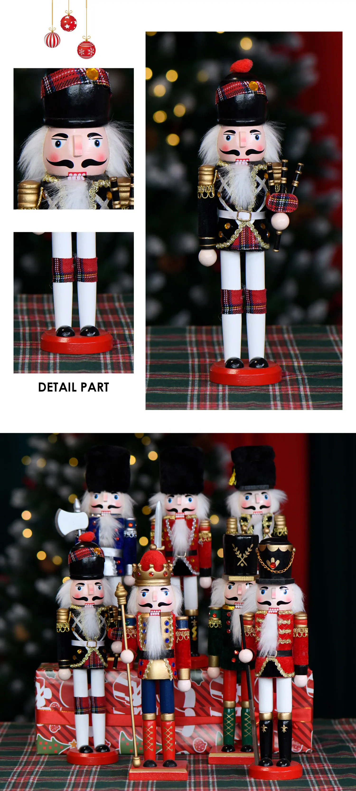 High Quality Wholesale Indoor 30cm Custom Wooden Decorated Christmas Nutcracker Soldier Buy