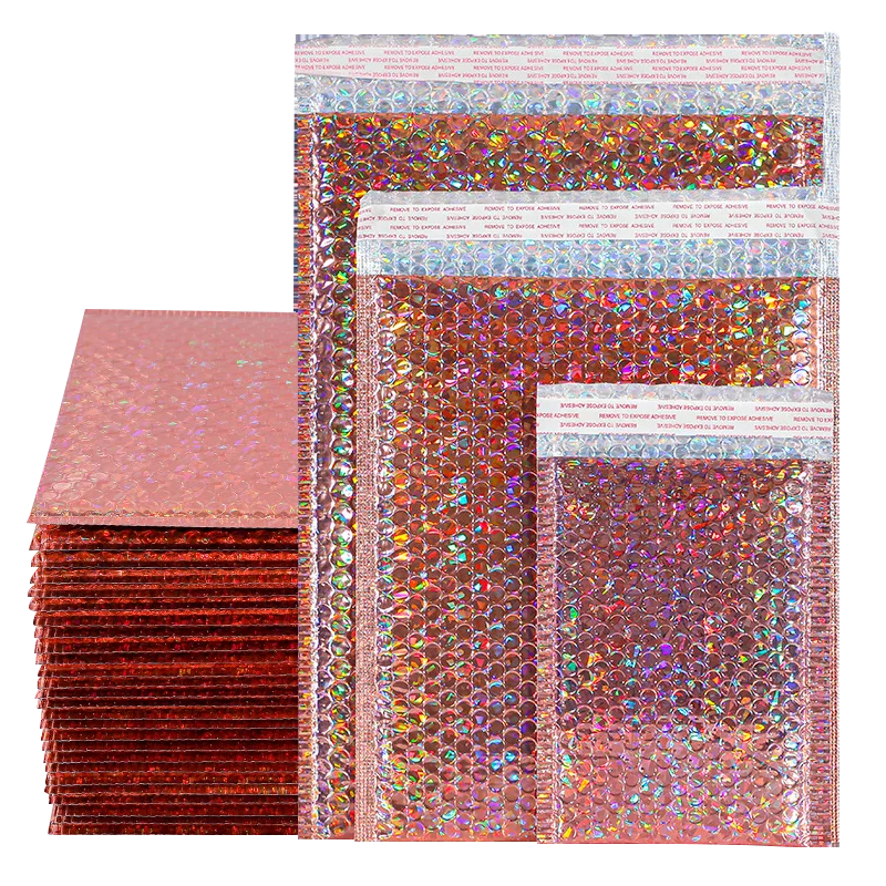 Custom colorful Metallic Foil bubble mailer and Shiny Cushioned Envelope of Aluminum Foil padded bag manufacture