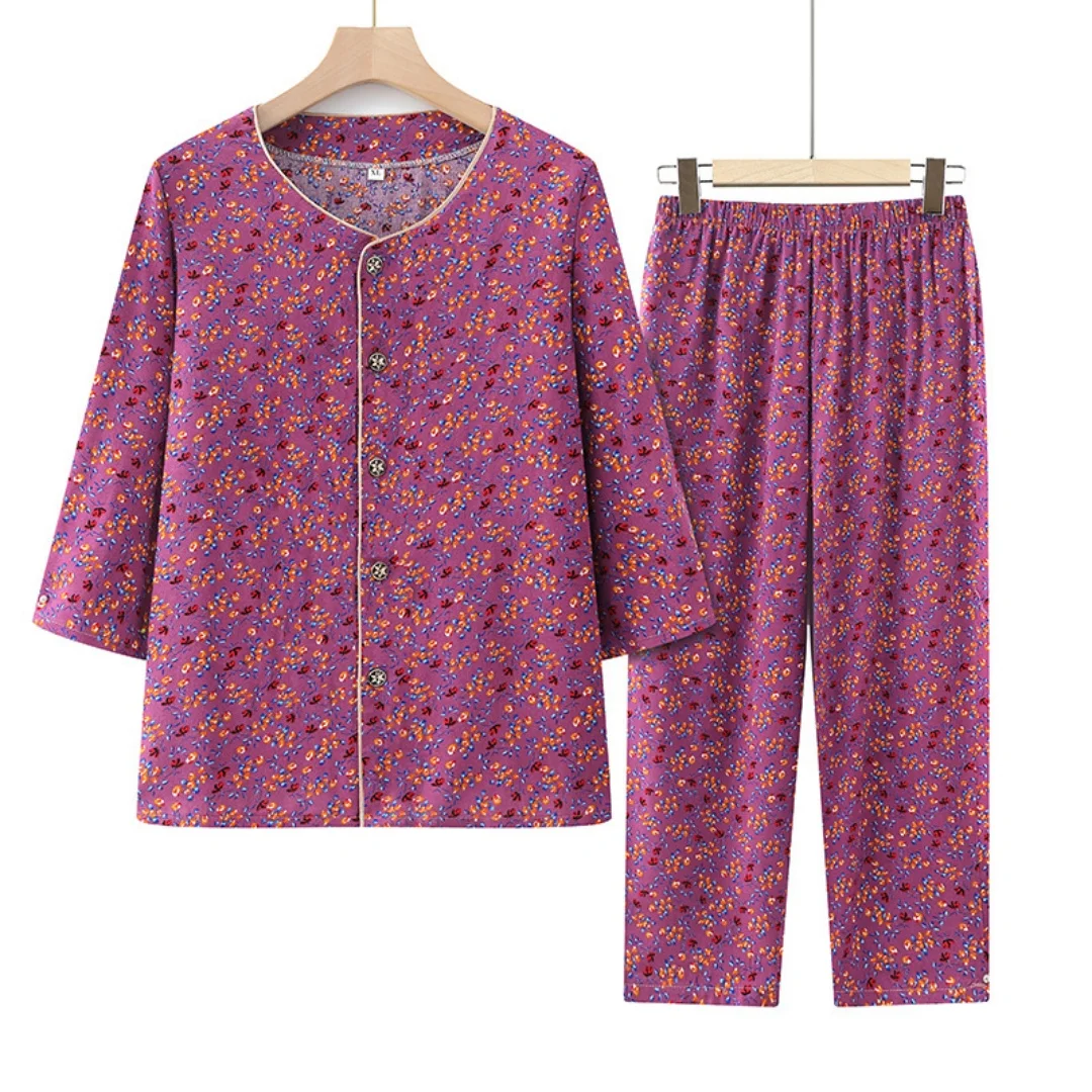 Elegant Simple Women Pure Cotton Home Wear Delicate Soft Fabric Multi Occasion Ladies Loungewear Set
