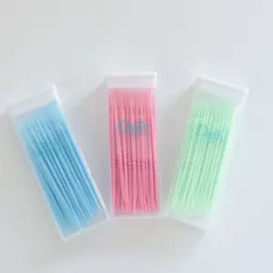 Daily Care Private Label Disposable Food Grade Plastic Toothpick Portable Box Cheap Interdental Brush 100picks