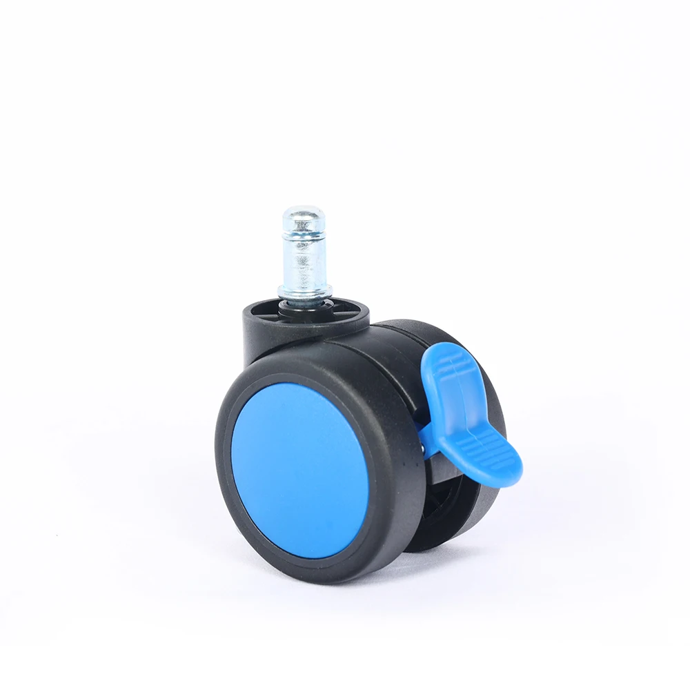 Black and Blue Nylon Universal 60Mm Stool Chair Wheel Plastic Caster Furniture Casters Office Wheels for Chairs With Brake
