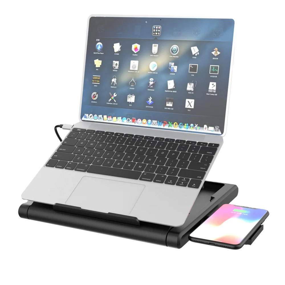 12 In 1 Laptop Stand Type C Hub Docking Station With Wireless Charger