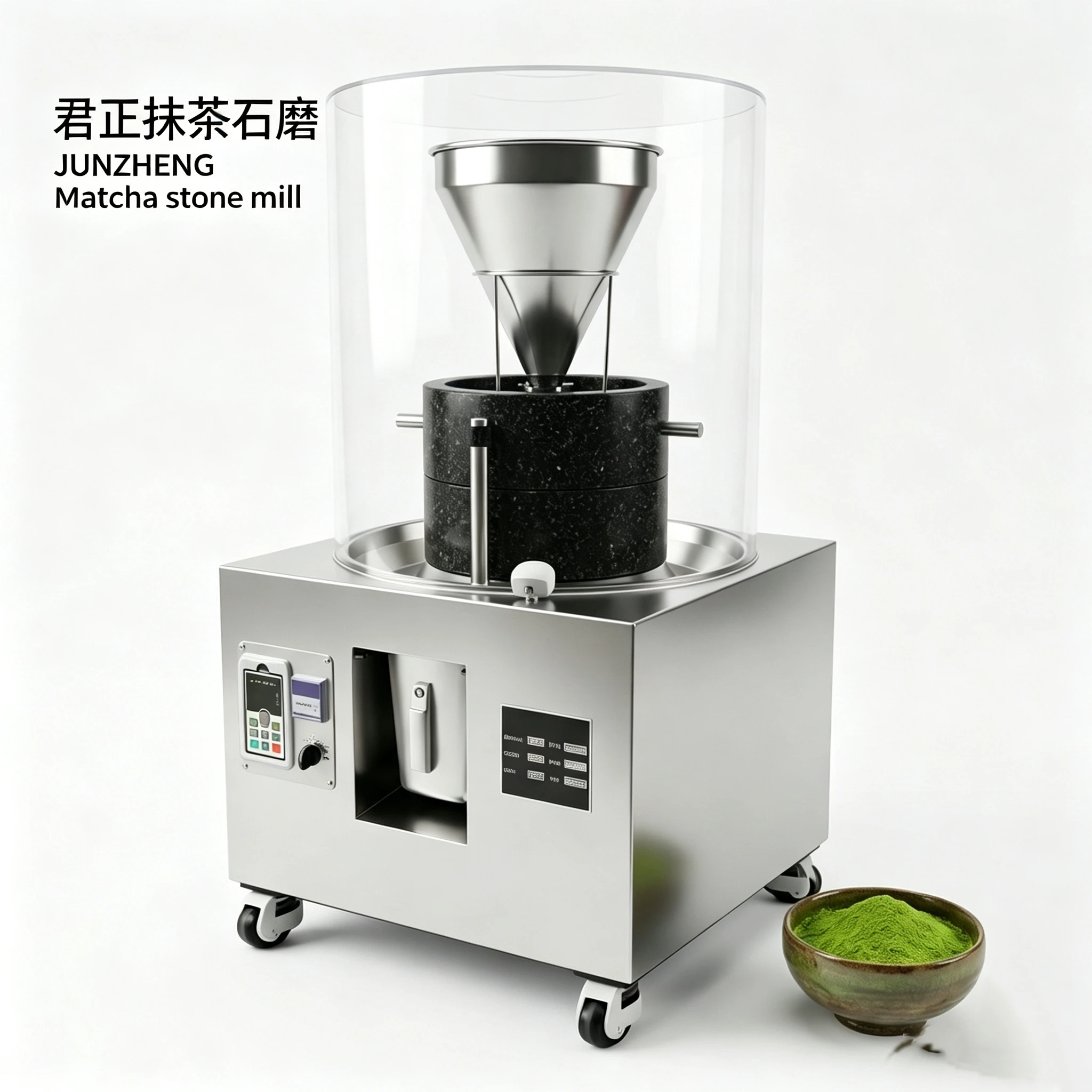 MARUKYU お茶の力 電動茶葉粉砕機 業務用電動抹茶石臼グラインダー、日本製花崗岩茶粉研磨機、抹茶粉砕機