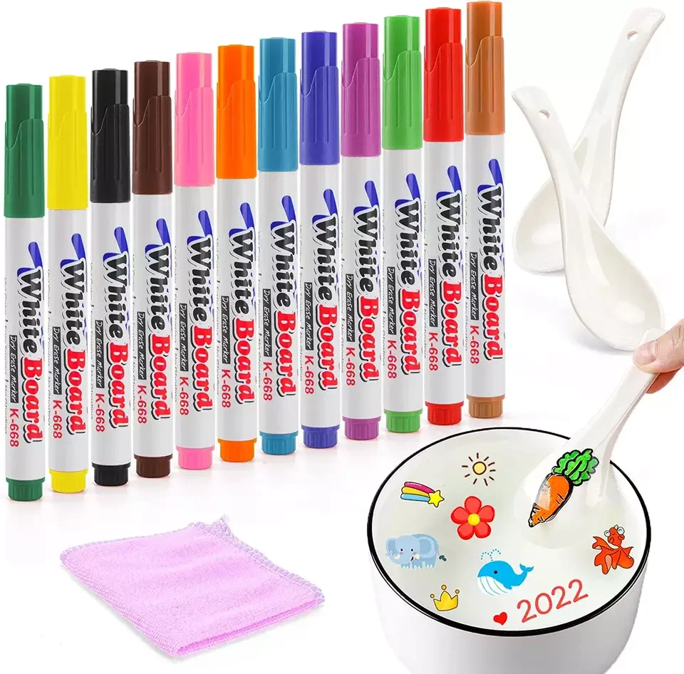 12colors Painting Floating Whiteboard Markers Kids Color Magical Water
