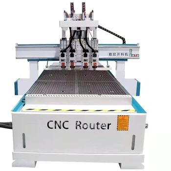 high speed 4 heads cabinet furniture cnc router machine loading and unloading platform auto lift