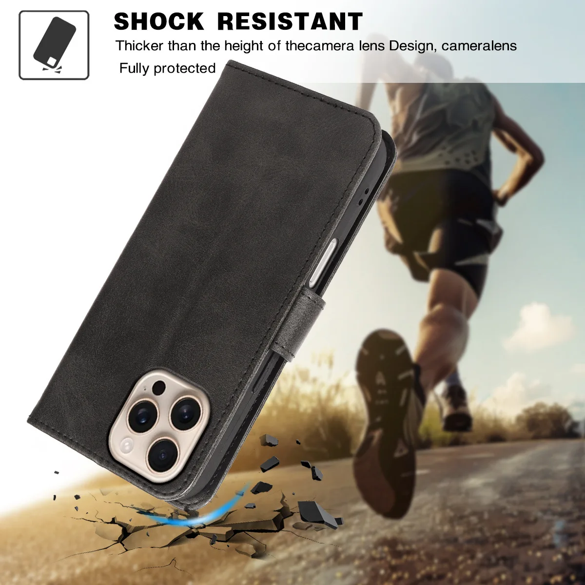 product for iphone 17 16 pro max oem fashion business clamshell bag with card holder mobile phone case wallet leather flip cover case-6