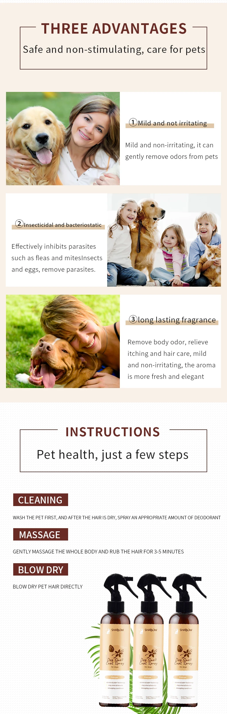 Home Use Private Label Pet Care Products Factory Dogs Cats Cleaning