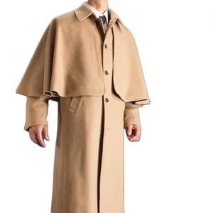 High Quality Private Customized Men's Wool Coat Fashion Single-Breasted Jacket Shawl Collar Wool Coat Men Tan Cashmere Coat