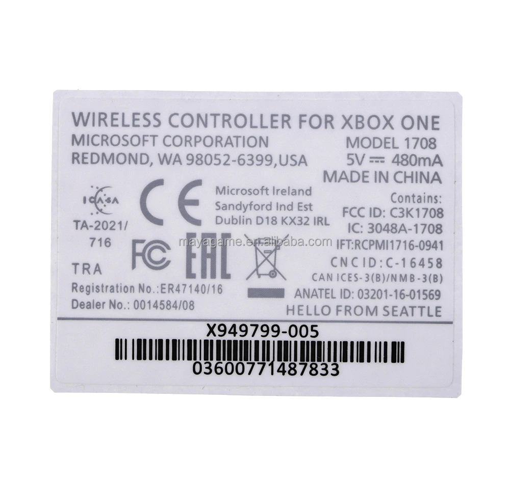 Xbox One Controller Labels Alibaba.com: Black White Back Label Seals for Xbox One Slim Wireless ...