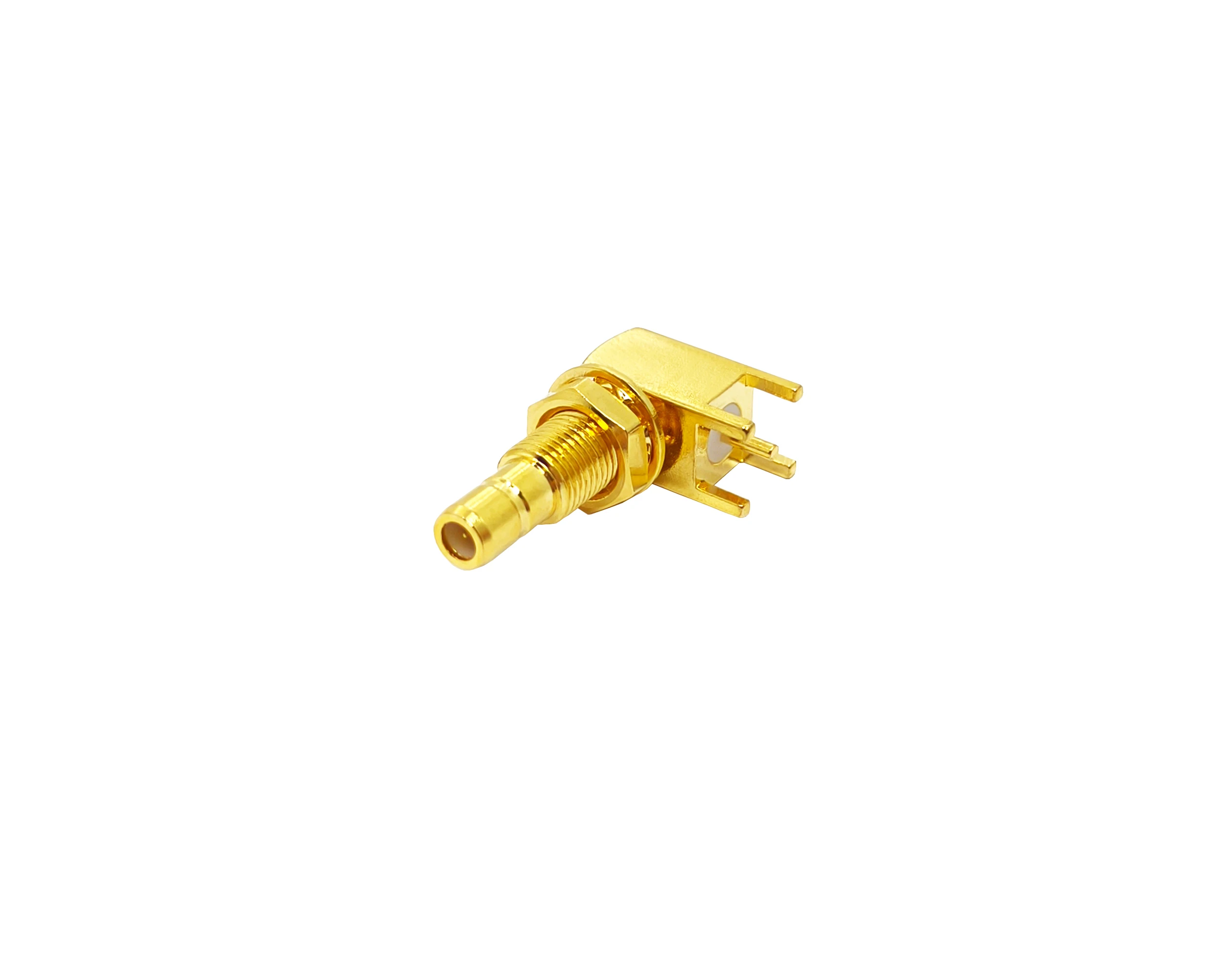 Gold plated smb female (plug) 90 degree elbow right angle brass rg316 rg174 lmr100 cable coaxial  rf connector supplier