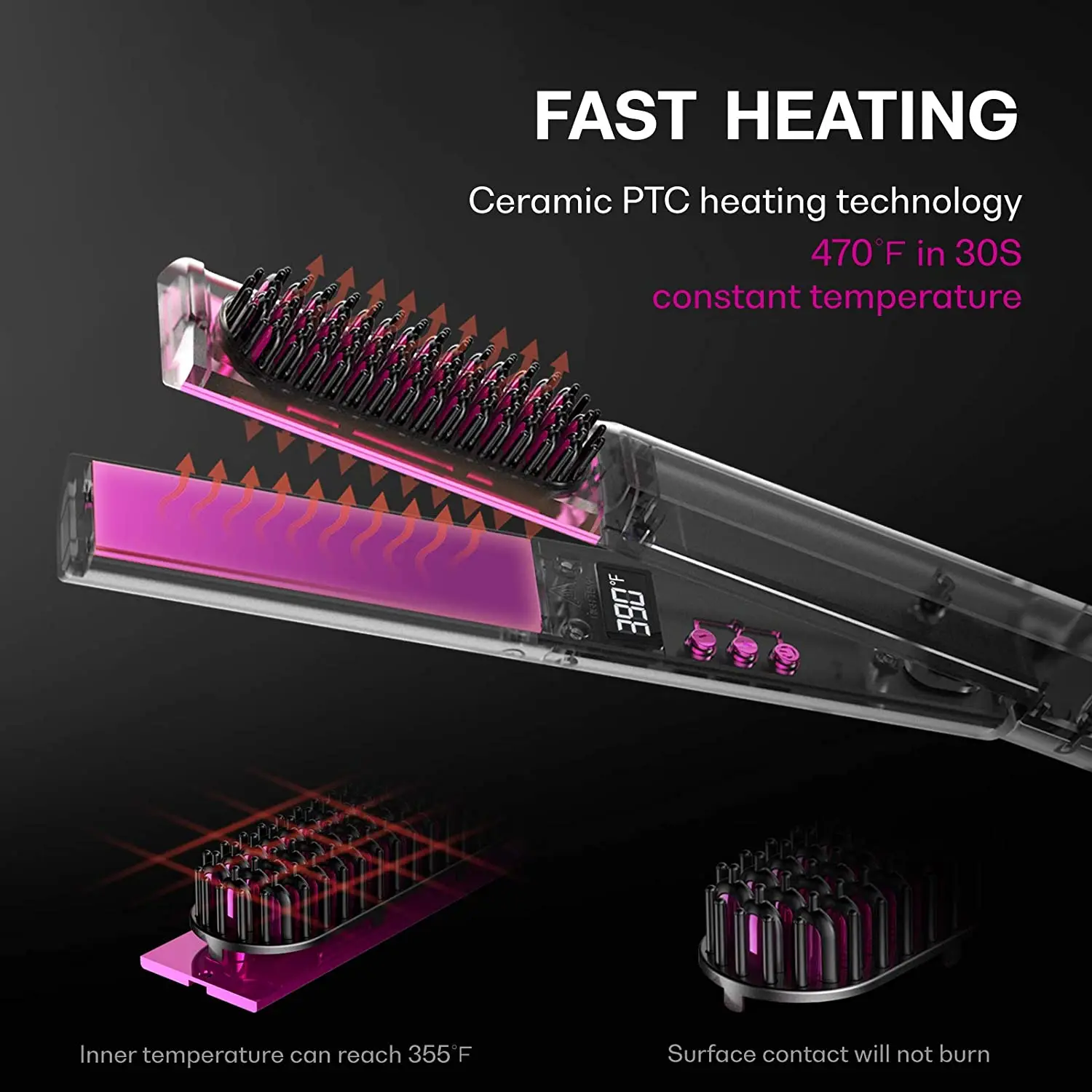 Electric Straighten Hair Brush Curler Comb Styler Fast Heating Ceramic Hair Straightener Buy 3280