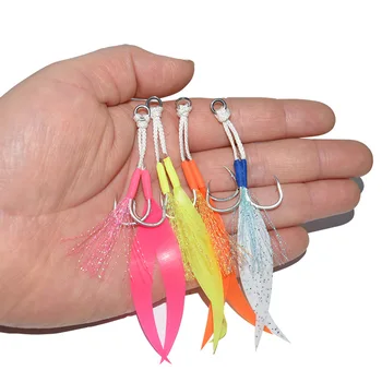 Cheery High Quality Double Hook Metal Jig with High Carbon Steel Hook Ribbon Silicone Skirt Fishing Lure for Marine Fishing – Soft Lure – view 3