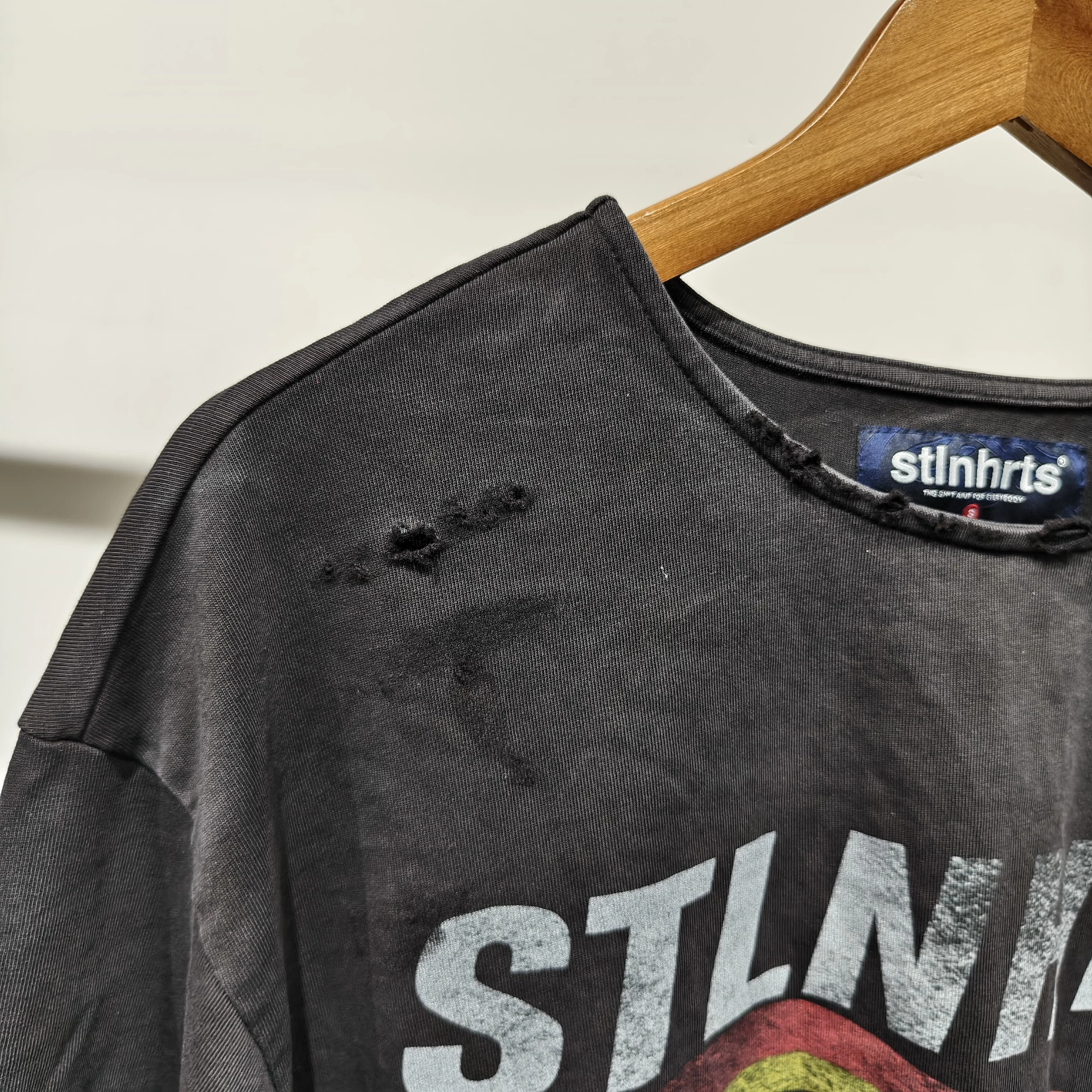 Custom Rhinestone Acid Wash O-Neck Boxy Fit Heavyweight Cotton Cropped Graphic Screen Print Oversized Men Streetwear T-shirt gallery 3