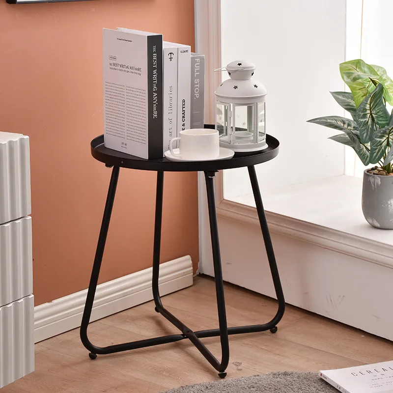 Nordic Small-sized Round Table, Iron Art Balcony Coffee Table, Modern Simple Living Room Sofa-side & Bedside Mini Tea Table