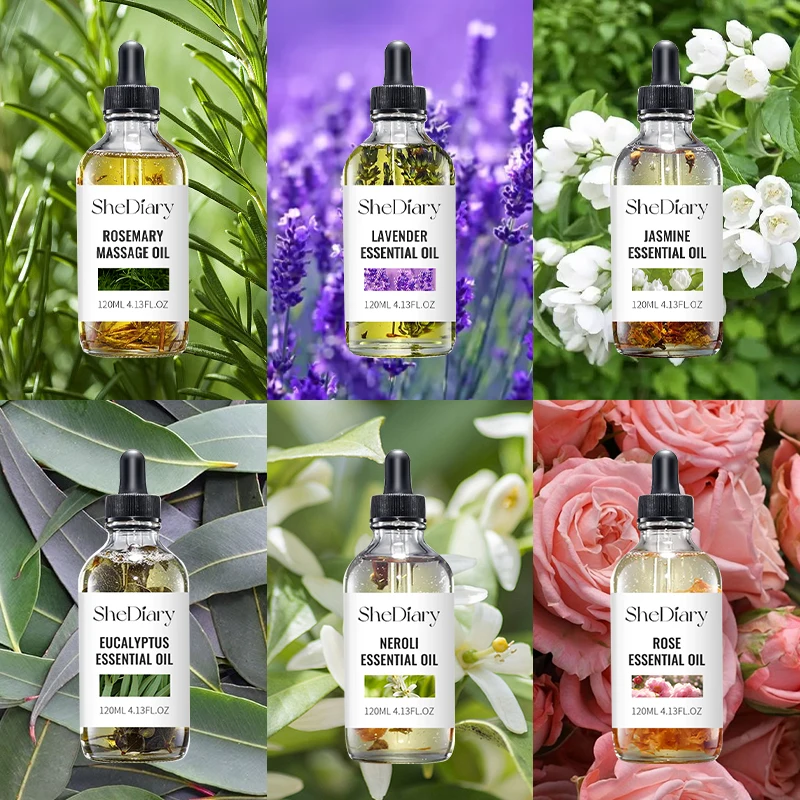 Private 100% Pure Essential Oil Set Body Massage Featuring Whitening Rose Neroli Rosemary Eucalyptus Jasmine Lavender Vitamin C