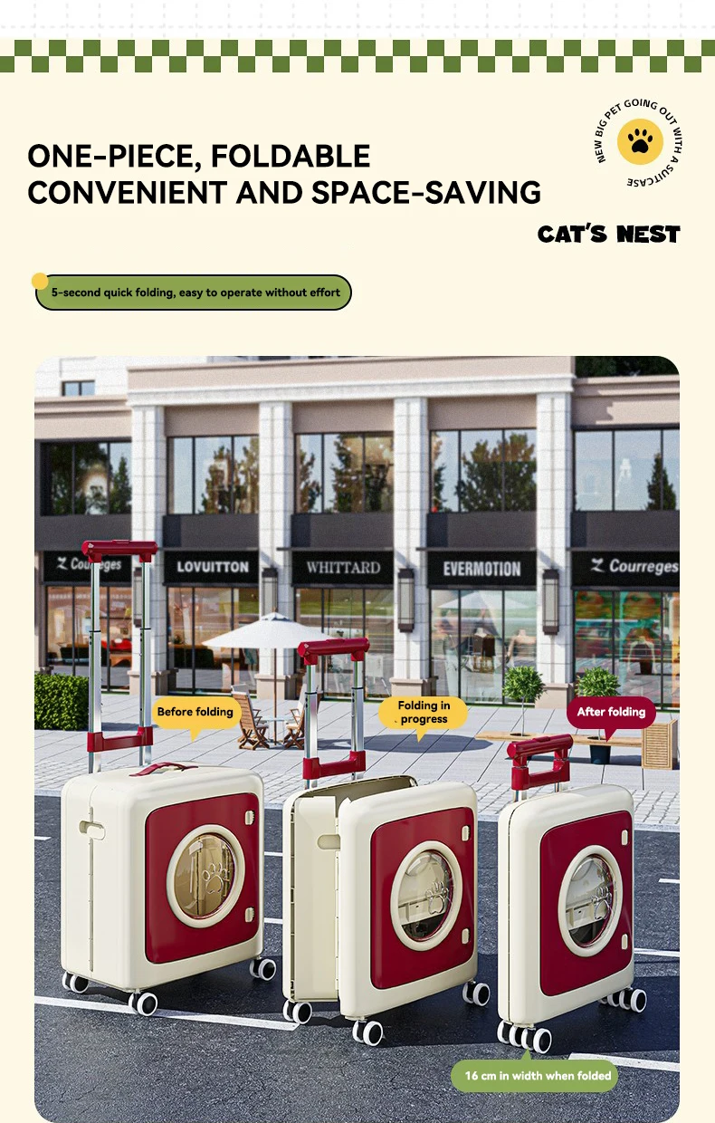 product pet stroller with storage bag foldable travel carrier for cats dogs large capacity portable pet cage with wheels-6