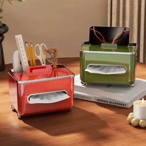 Multi-Functional Desktop Tissue Storage Box Luxury Plastic Home Napkin Holder with Waterproof Feature for Living Room